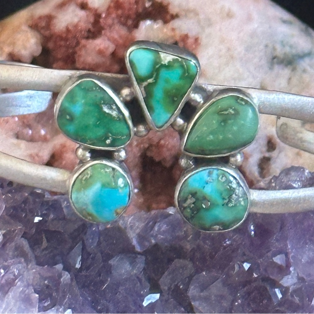 Sonoran Gold Turquoise Naja Southwestern Sterling Silver Cuff - Picture 3 of 6